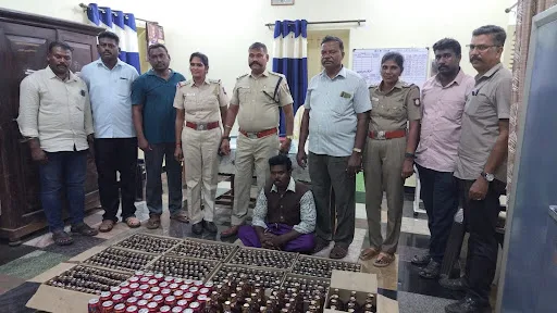 கோபிசெட்டிபாளையம் அருகே மொடச்சூர் பகுதியில் சட்டவிரோதமாக மது விற்பனையில் ஈடுபட்டு வந்தவரை மதுவிலக்கு காவல்துறையினர் கைது 1 1717686926162717 0