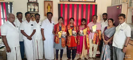 Appreciation to the students who secured the top three positions in the twelfth standard government public examination at Nambiur district level