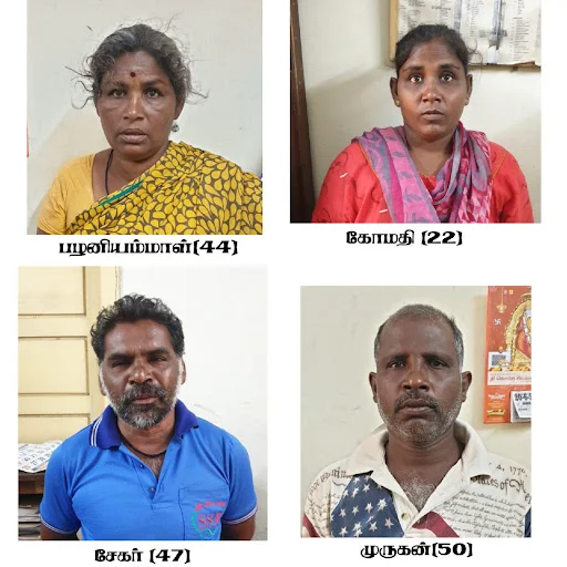 Police arrested 4 people, including 2 women who sold alcohol as a legal antagonist on a day at gobichrttipalayam