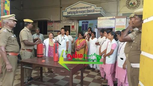 An awareness show was held on fire prevention at the initial health center in Roth by gobichettipalayam